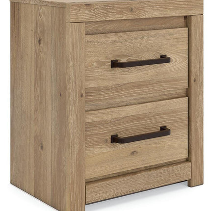 Brozmont - Two Drawer Night Stand - Tan