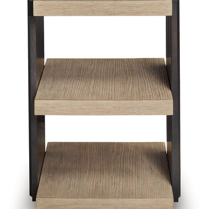 Rylandyn - Rectangular End Table - Black / Light Brown