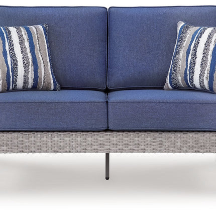 Half Moon Beach - Loveseat With Cushion - Blue / Gray