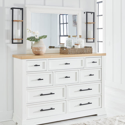 Ashbryn - Dresser And Mirror - White / Natural