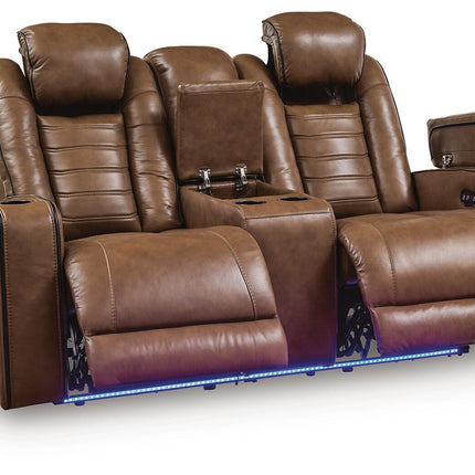 Gruaro - Power Reclining Loveseat With Console / Adjustable Headrest - Amber