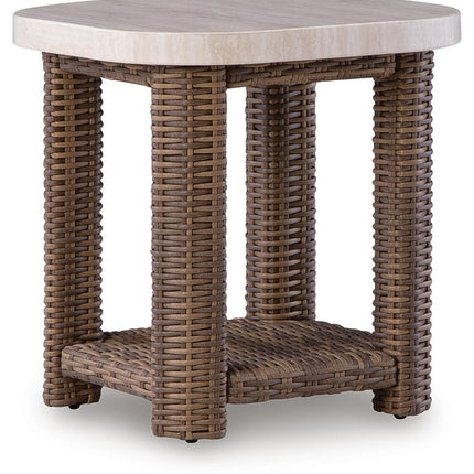 Dolan Creek - Square End Table - Beige / Brown
