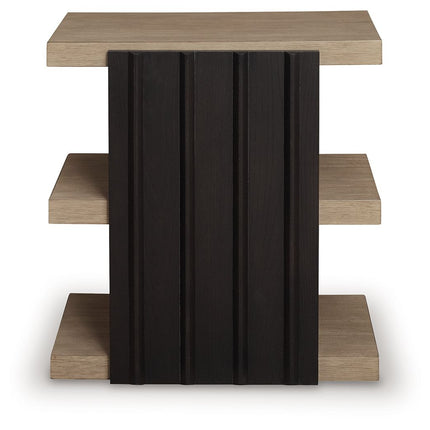 Rylandyn - Rectangular End Table - Black / Light Brown