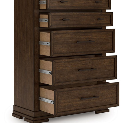 Taffenbrook - Five Drawer Chest - Medium Brown
