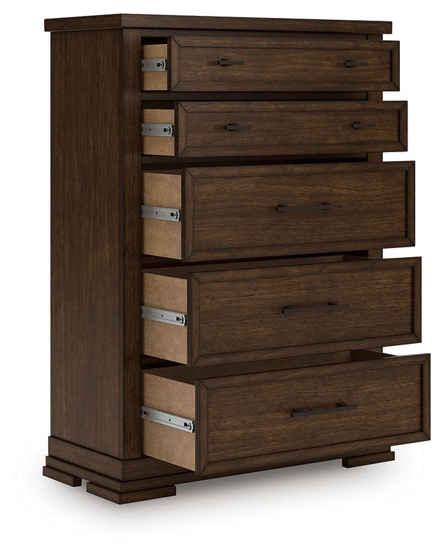 Taffenbrook - Five Drawer Chest - Medium Brown