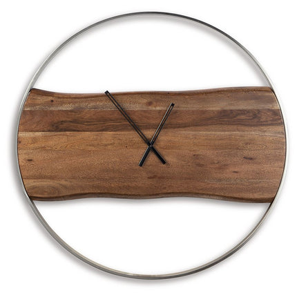 Panchali - Wall Clock - Brown / Silver Finish