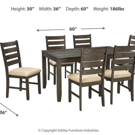 Rokane - Dining Room Table Set (Set of 7) - Brown