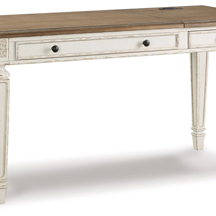 Realyn - Home Office Lift Top Desk - White / Brown