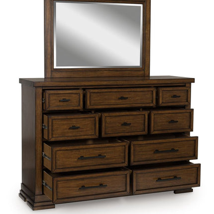 Taffenbrook - Dresser And Mirror - Medium Brown