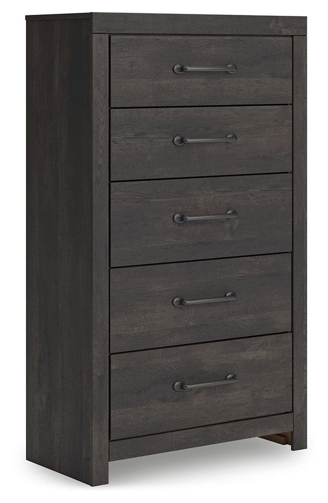 Hollivern - Five Drawer Chest - Dark Gray