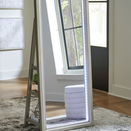 Evesen - Floor Standing Mirror With Storage - Champagne