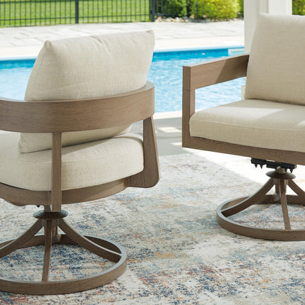 Serene Bay - Swivel Chair With Cushion (Set of 2) - Dark Brown / White