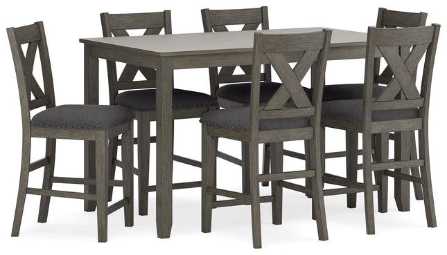 Caitbrook - Rect Drm Counter Table Set (Set of 7) - Gray