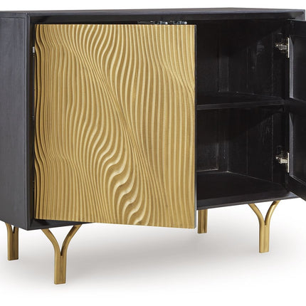 Tayner - Accent Cabinet - Black / Gold Finish