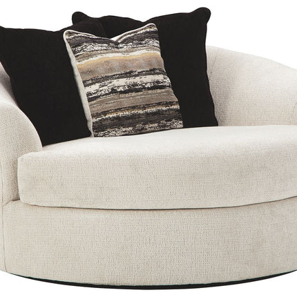 Cambri - Oversized Round Swivel Chair - Snow
