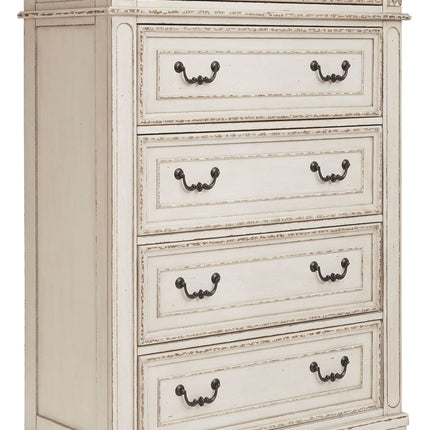 Realyn - Five Drawer Chest - White / Brown / Beige
