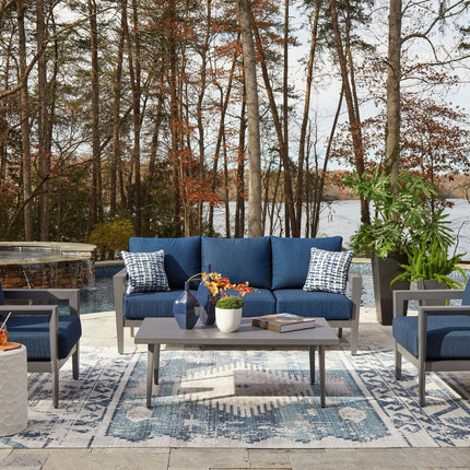 Gali - Sofa / Chairs / Table Set (Set of 4) - Gray / Blue