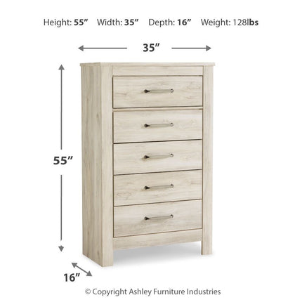 Bellaby - Five Drawer Chest - Whitewash