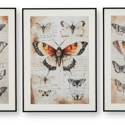 Jossletts - Wall Art Set (Set of 3) - Orange / Black / Ivory