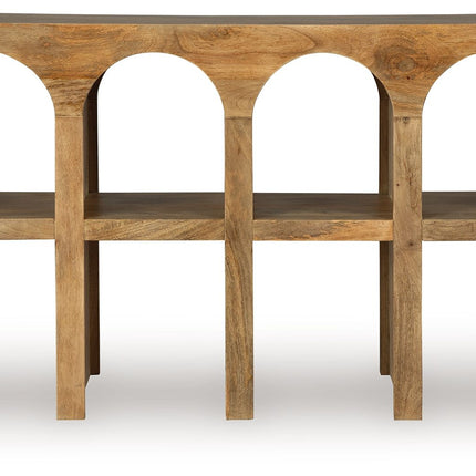 Luzmanacy - Console Sofa Table - Natural Brown