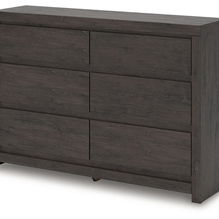 Fraluna - Six Drawer Dresser - Charcoal