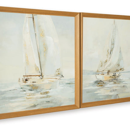 Winbrook - Wall Art Set (Set of 2) - Gray / Tan / Gold Finish