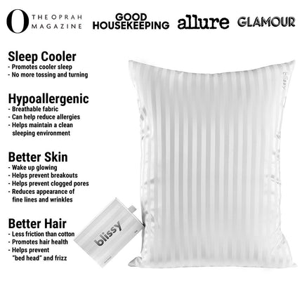 Pillowcase - White Striped - Queen